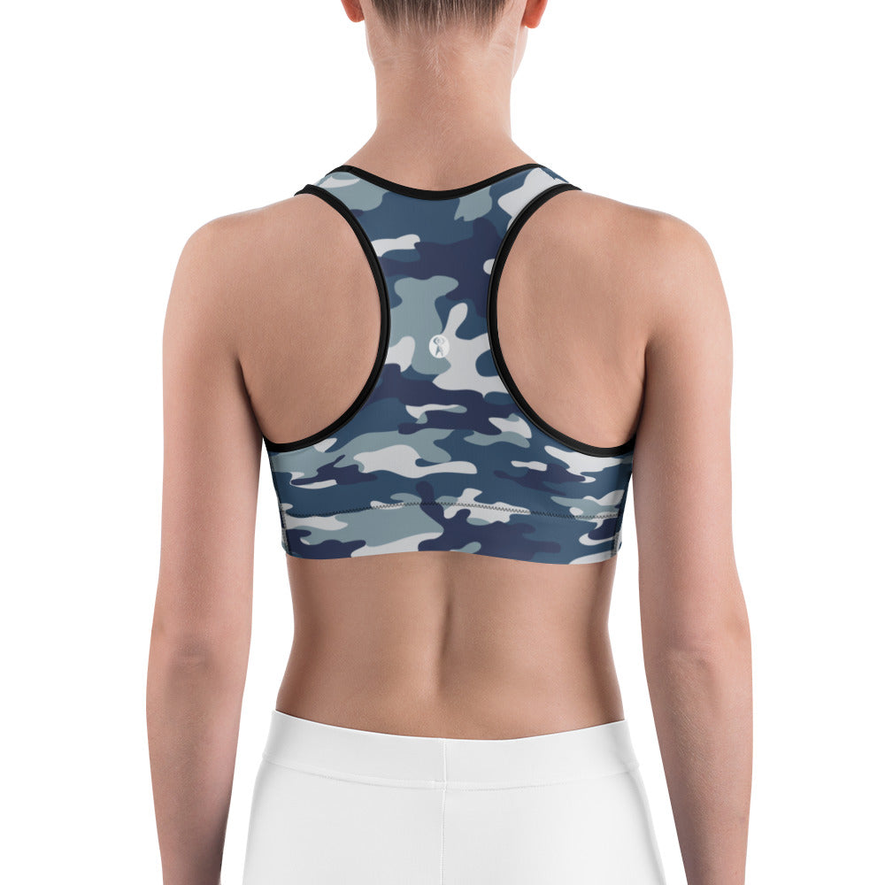 Blue Camo Unpadded Sports Bra