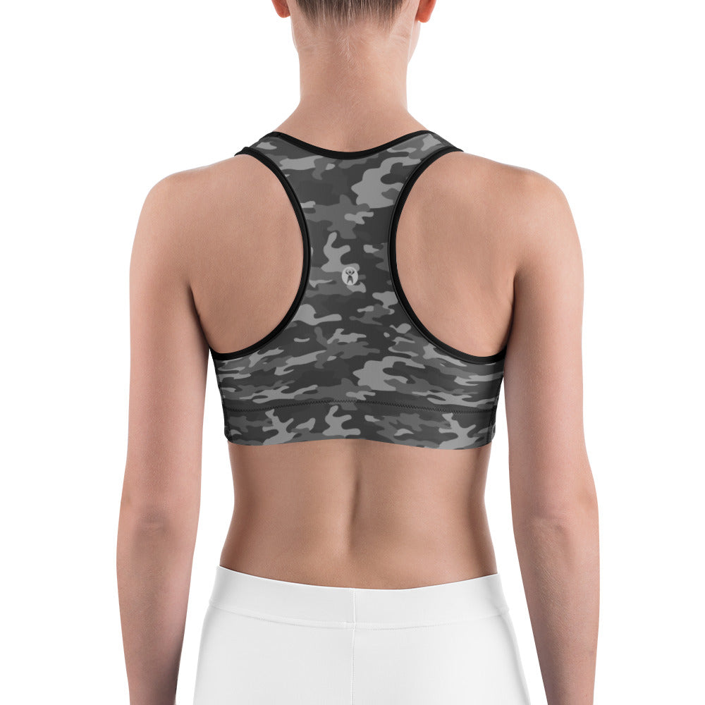 Gray Camo Unpadded Sports Bra
