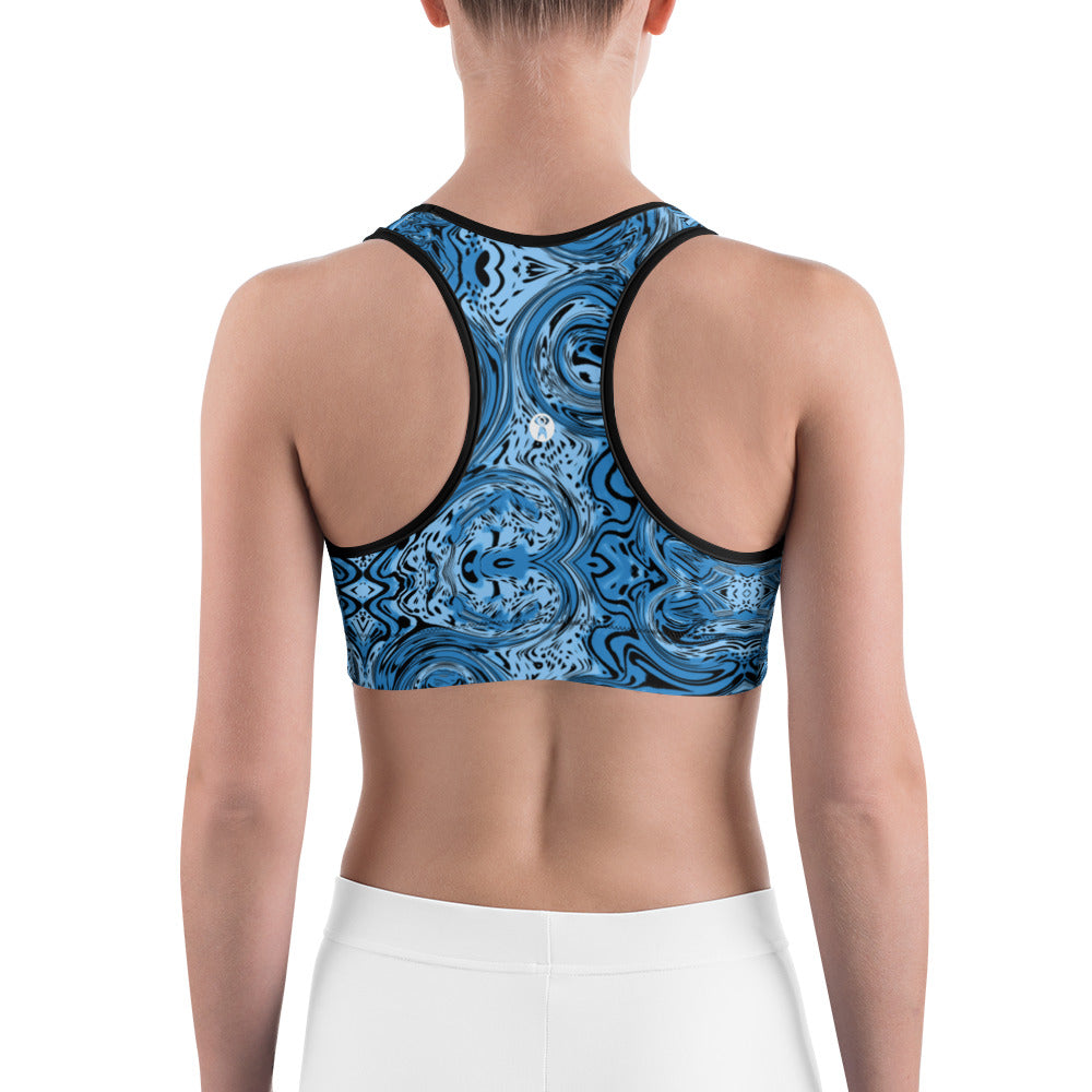 Swirl Blue Unpadded Sports Bra