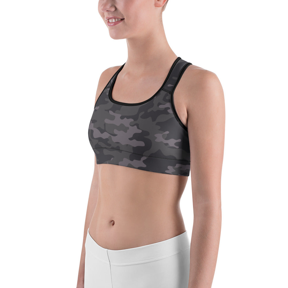 Dark Gray Camo Sports Bra