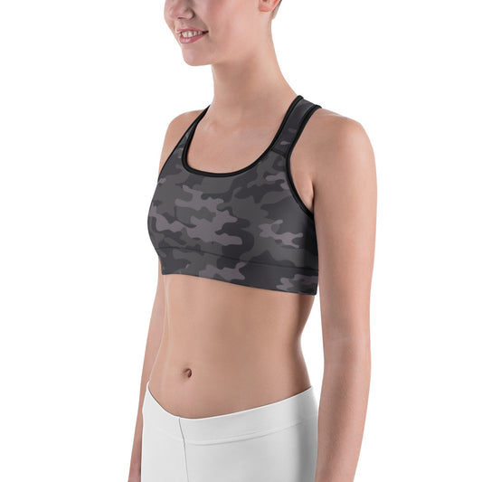 Dark Gray Camo Sports Bra