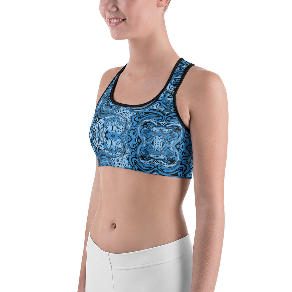 Swirl Blue Unpadded Sports Bra