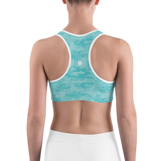 Seafoam Camo Unpadded Sports Bra