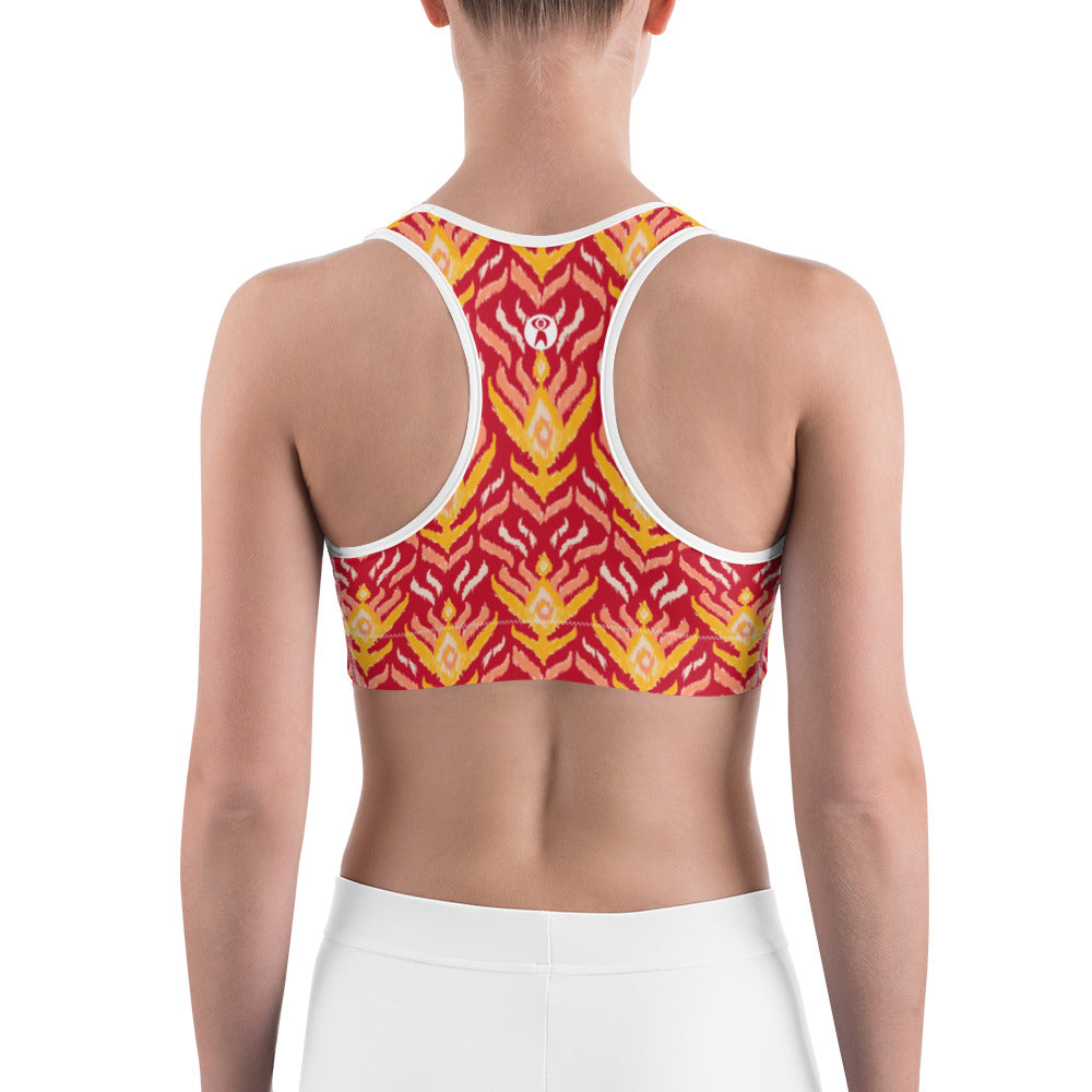Red Ikat Unpadded Sports Bra