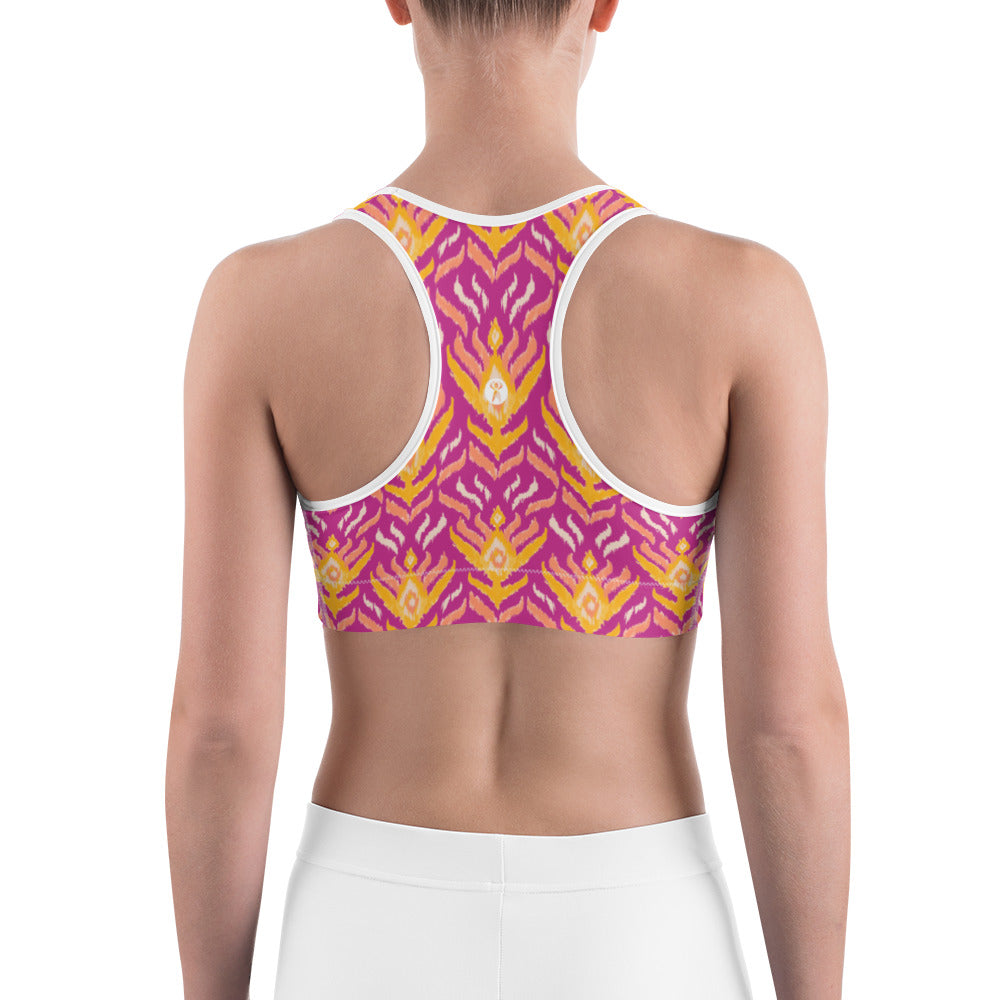 Violet Ikat Unpadded Sports Bra