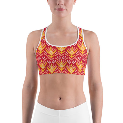 Red Ikat Unpadded Sports Bra