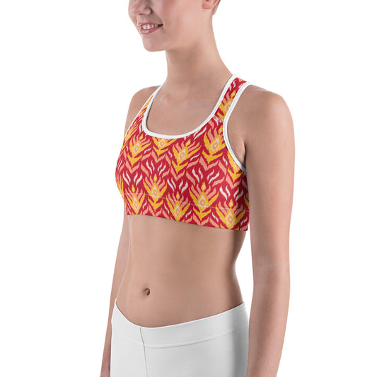 Red Ikat Unpadded Sports Bra