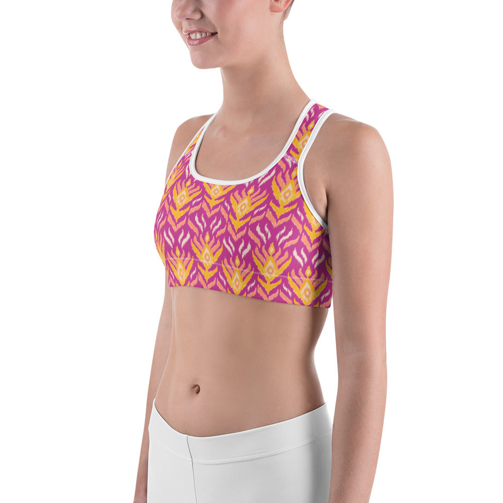 Violet Ikat Unpadded Sports Bra