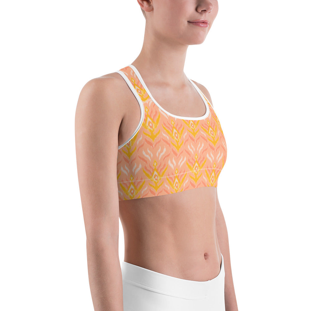 Pink Ikat Unpadded Sports Bra