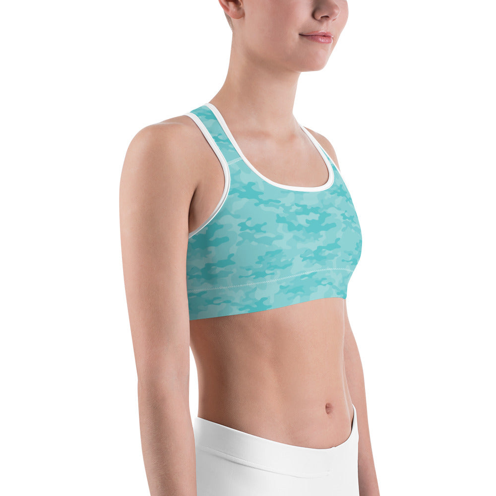 Seafoam Camo Unpadded Sports Bra