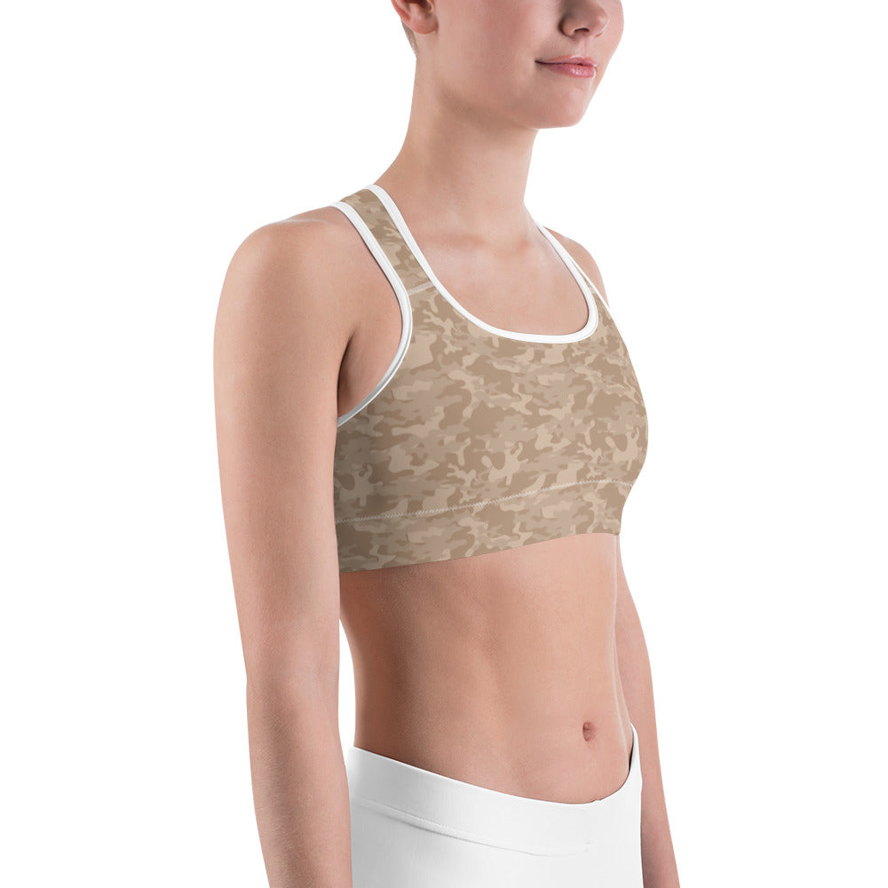 Tan Camo Unpadded Sports Bra