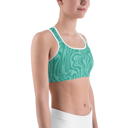 Mint Swirl Unpadded Sports Bra