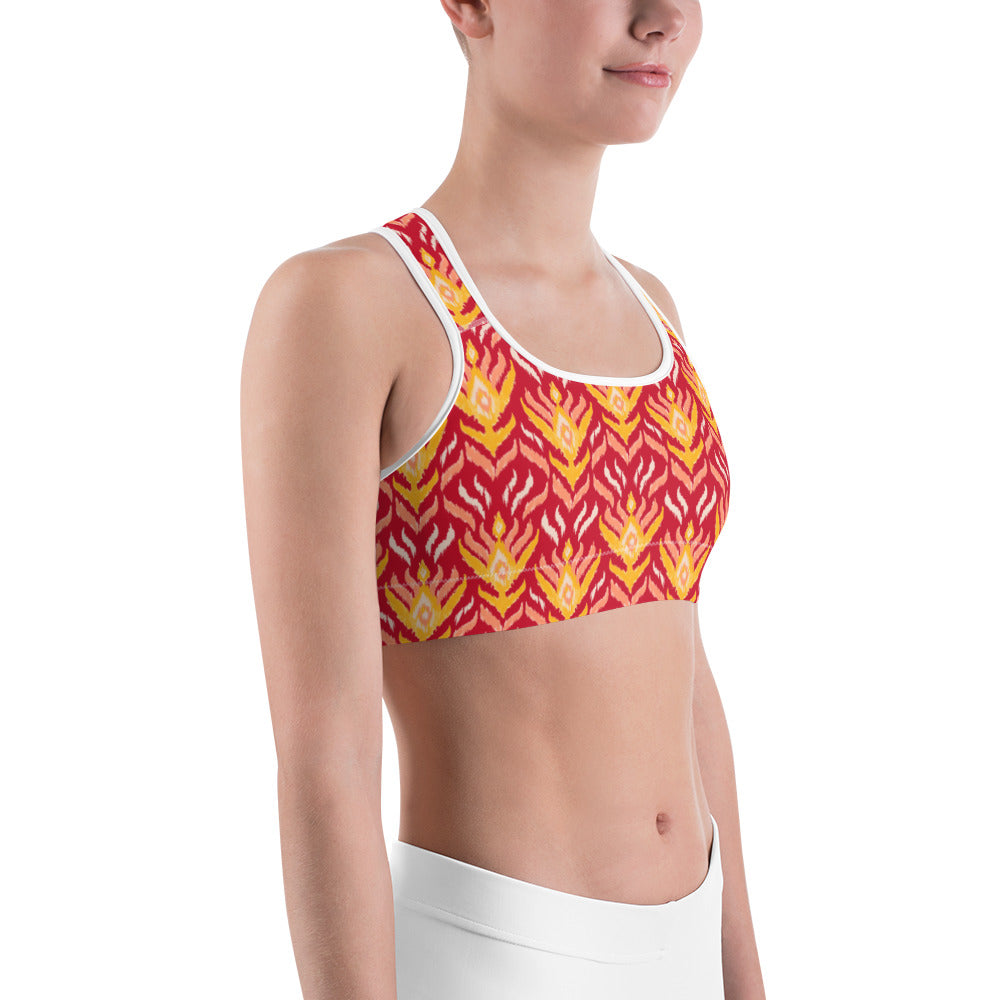 Red Ikat Unpadded Sports Bra