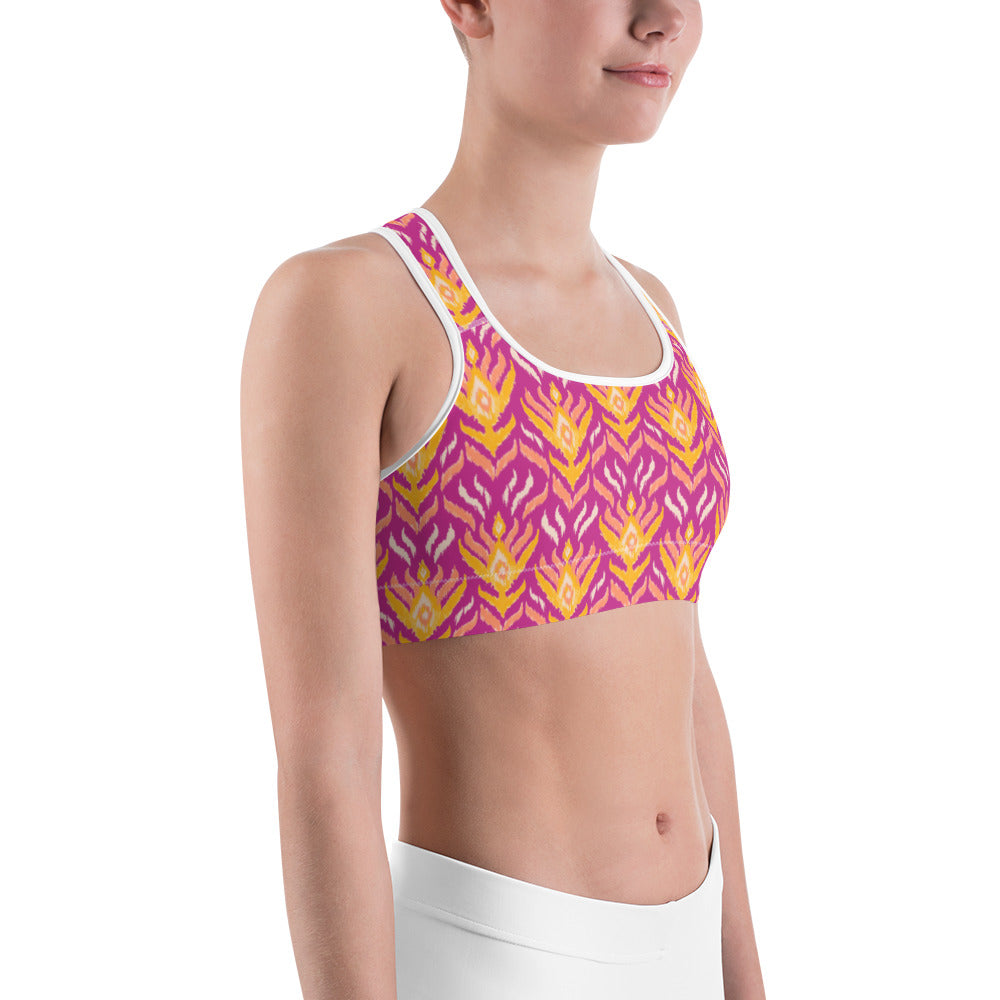 Violet Ikat Unpadded Sports Bra