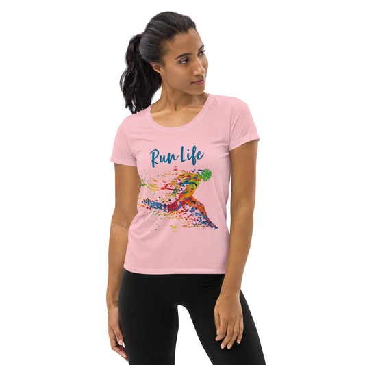 Women's Run Life Graphic Pink DRYconic MaxDri Performance Top