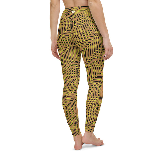 Abstract Gold Weave Yoga Leggings