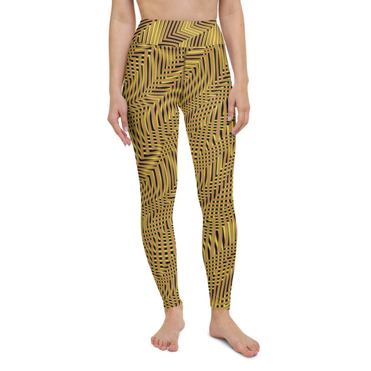 Abstract Gold Weave Yoga Leggings