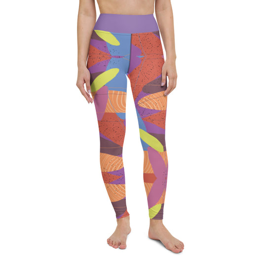 Woman in real iconic wear abstract yoga leggings