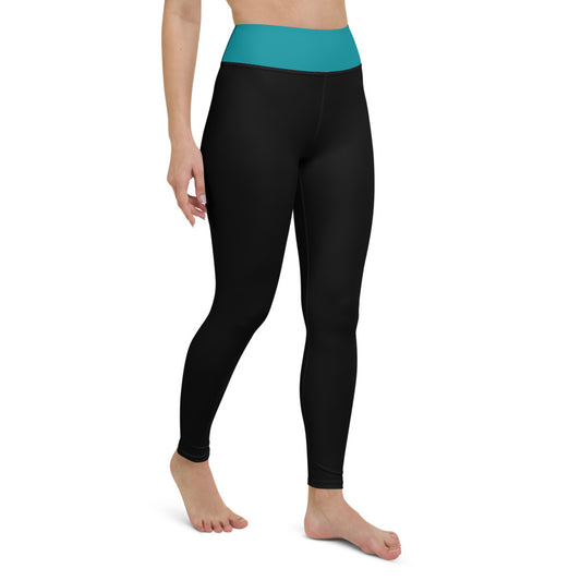 Black with Eastern Blue High-Waist Yoga Leggings