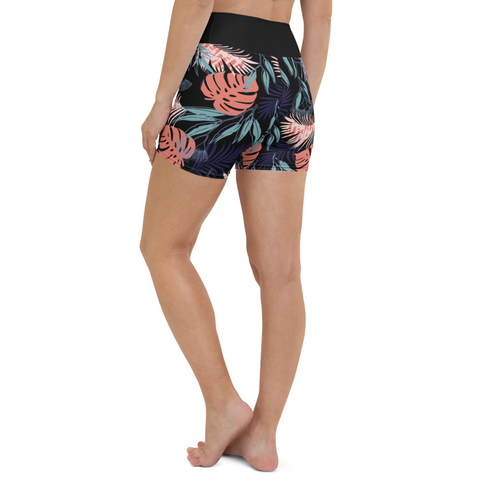 Tropics High-Waist Yoga Shorts