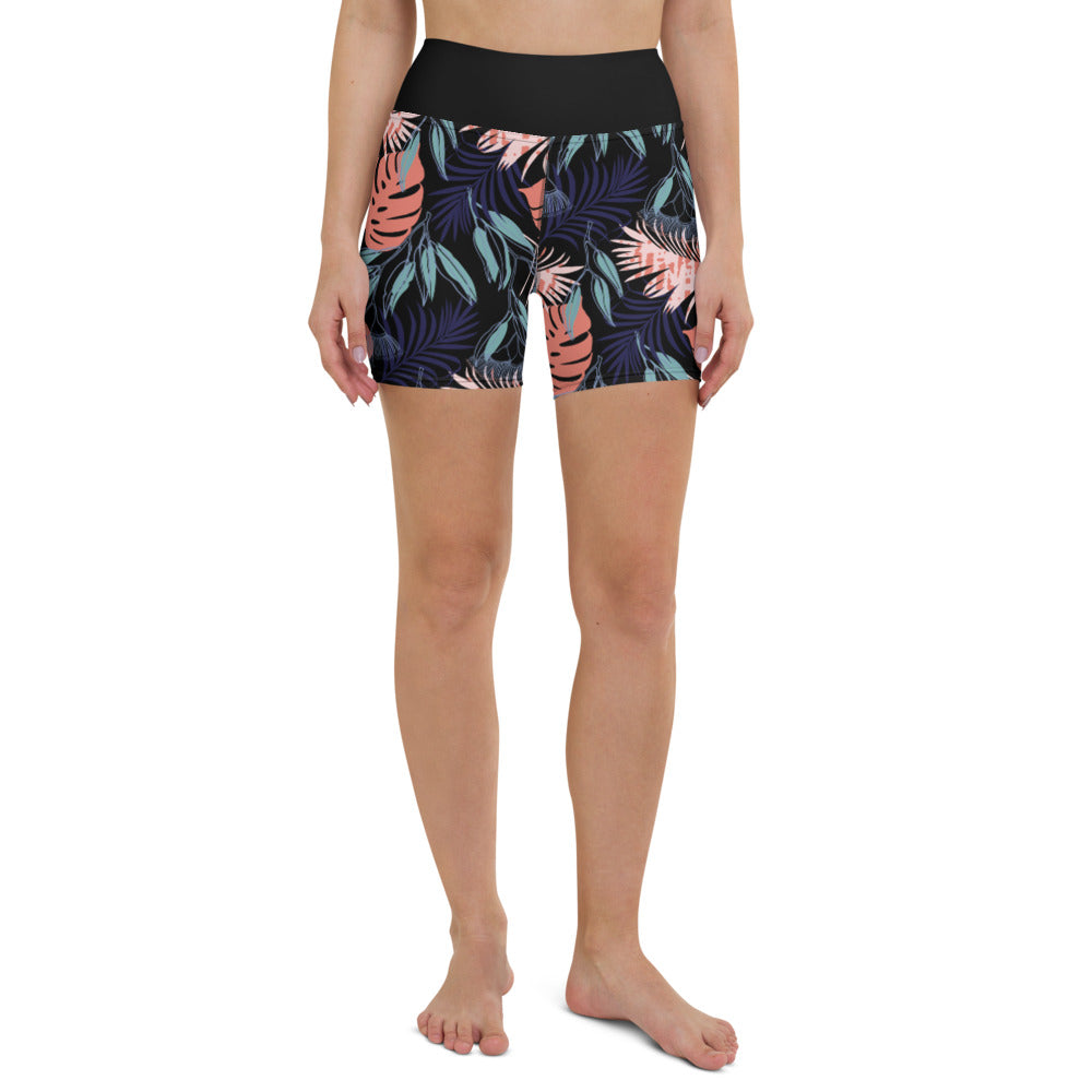 Tropics High-Waist Yoga Shorts