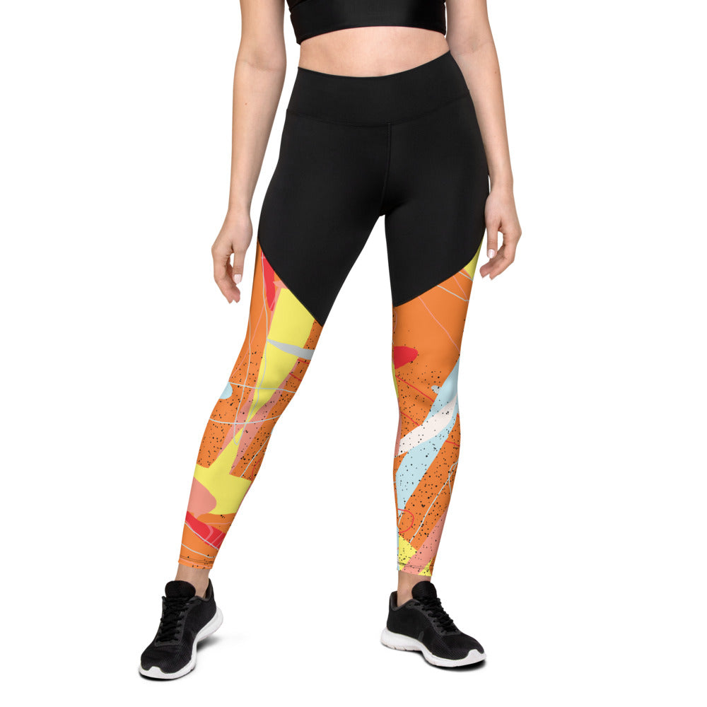 Abstract Leaf Sports Compression Leggings