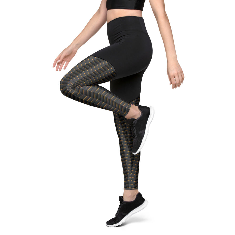 Herringbone Illusion Compression Leggings