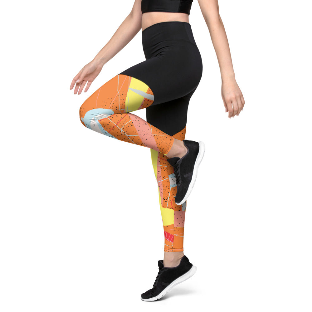 Abstract Leaf Sports Compression Leggings