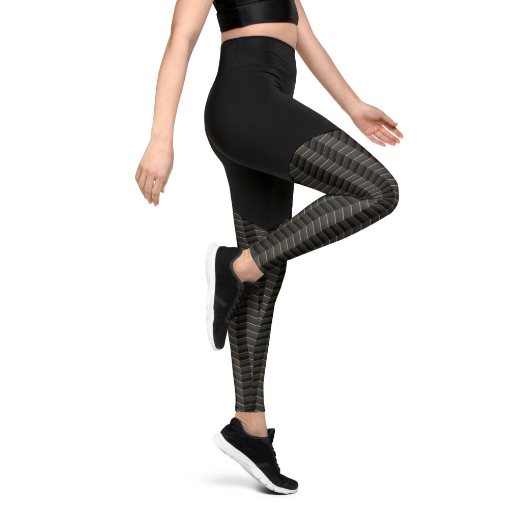 Herringbone Illusion Compression Leggings