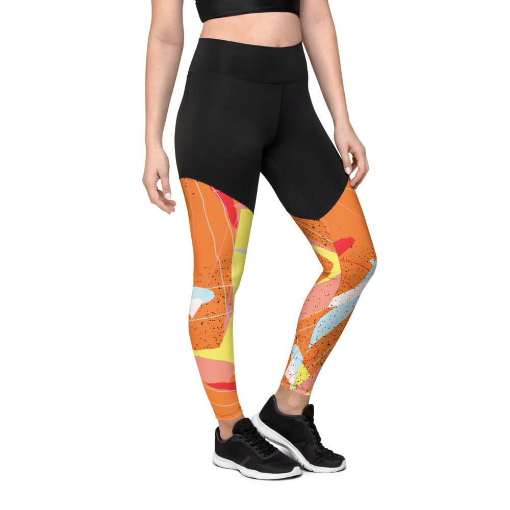 Abstract Leaf Sports Compression Leggings