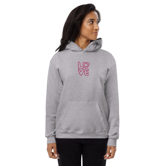 Eco-Conscious Love Embroidered Fleece Hoodie