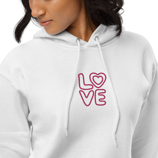 Eco-Conscious Love Embroidered Fleece Hoodie